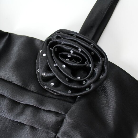 Chic Baby America black gathered satin taffeta dress flower special occasion 3/4 - Picture 3 of 8